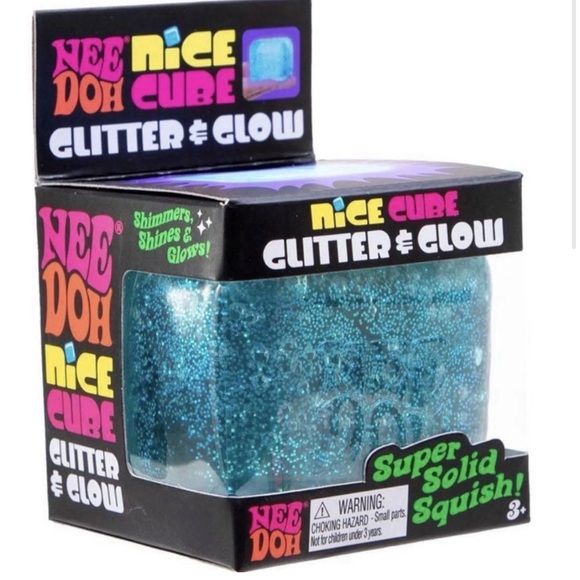 Nee Doh Nice Cube Glitter & Glow, Blue Squishy, Easter Fidget NEW IN BOX - Picture 3 of 3
